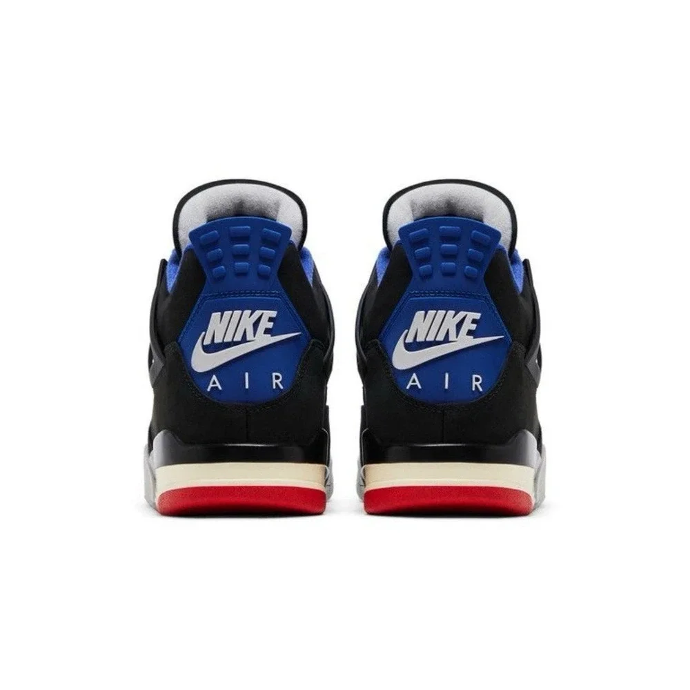 Air Jordan 4 Retro Mens 9.5 Black Fire Deep Royal Blue Shoes Sneakers FV5029-003